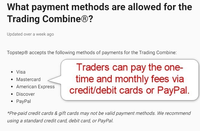 TopStep Payment Options TopStep Payment Options